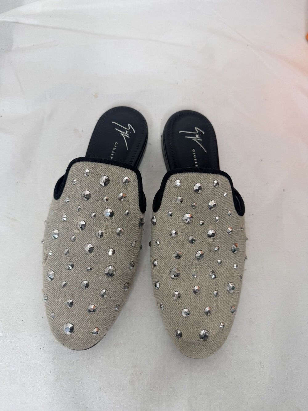 Giuseppe Zanotti Womens Letizia Mules EU36 US6 Denim Crystal Embellished Slip